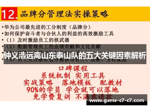 钟义浩远离山东泰山队的五大关键因素解析 钟义浩远离山东泰山队的五大关键因素解析